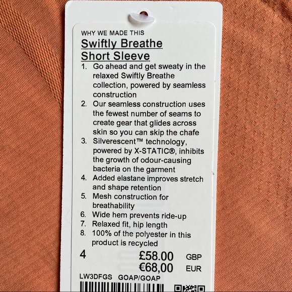 NWT Lululemon Swiftly Breeze Short Sleeve - Picture 4 of 4